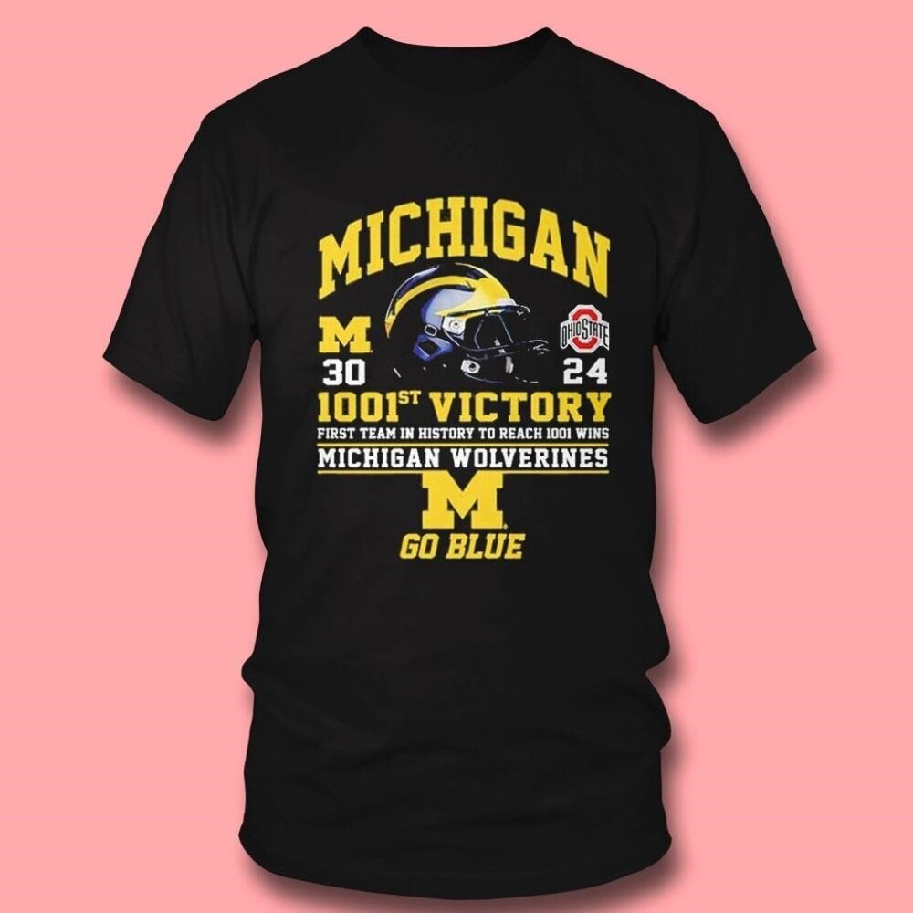 Michigan Wolverines First Team In History 1001 Wins Graphic T-Shirt Go Blue 159 - Picture 1 of 5